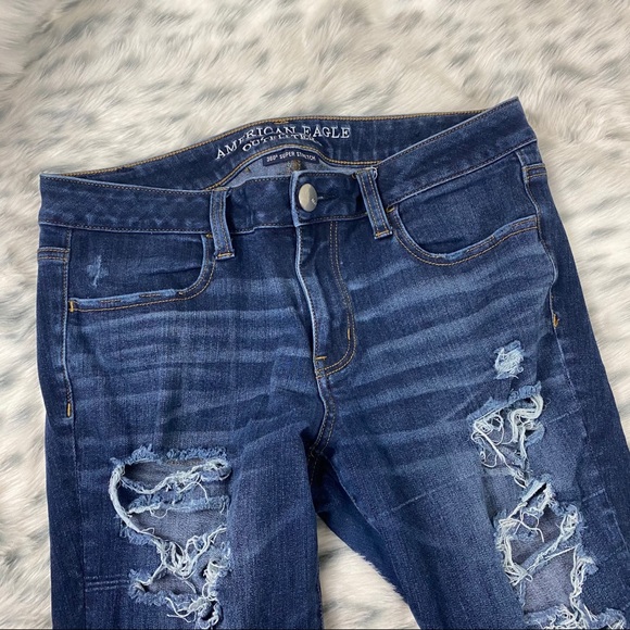 American Eagle DarkWash Ripped Jean Jegging - Picture 3 of 7